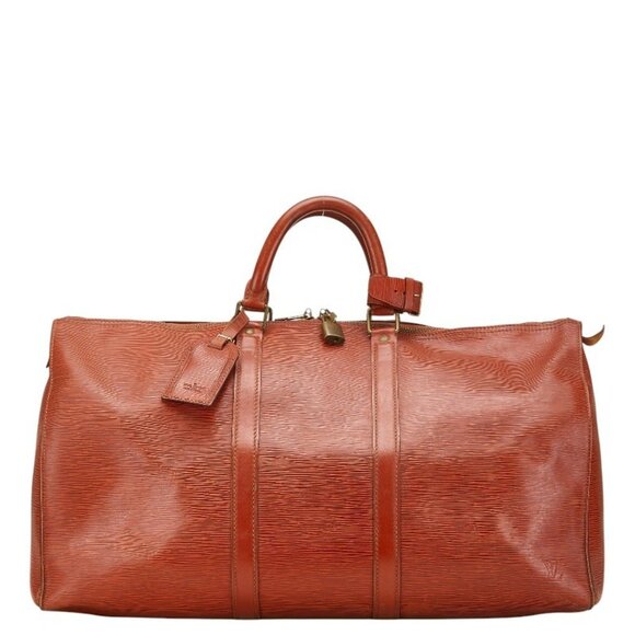 LOUIS VUITTON Brown Leather Keepall 50 Boston Bag - Picture 1 of 11